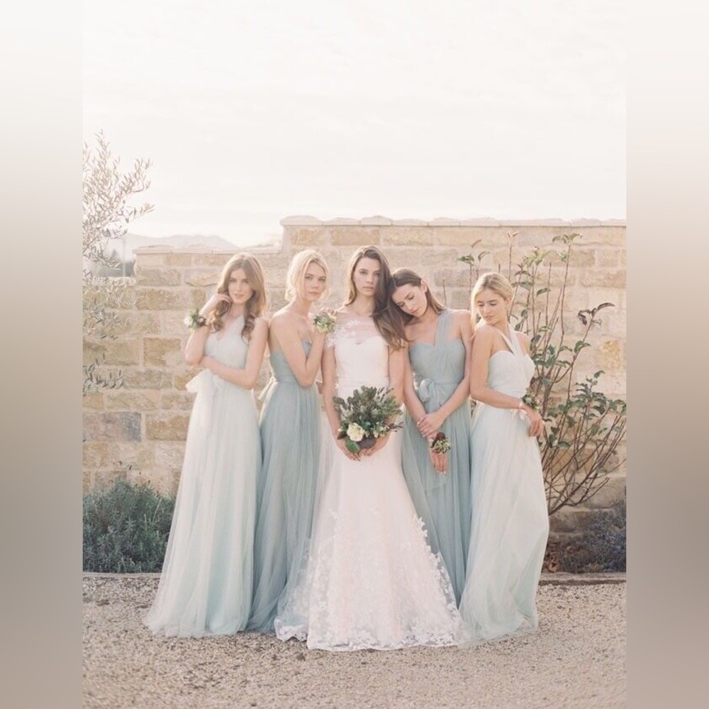 Jenny Yoo BHLDN Annabelle Convertible Mint Maxi Dress Bridesmaids